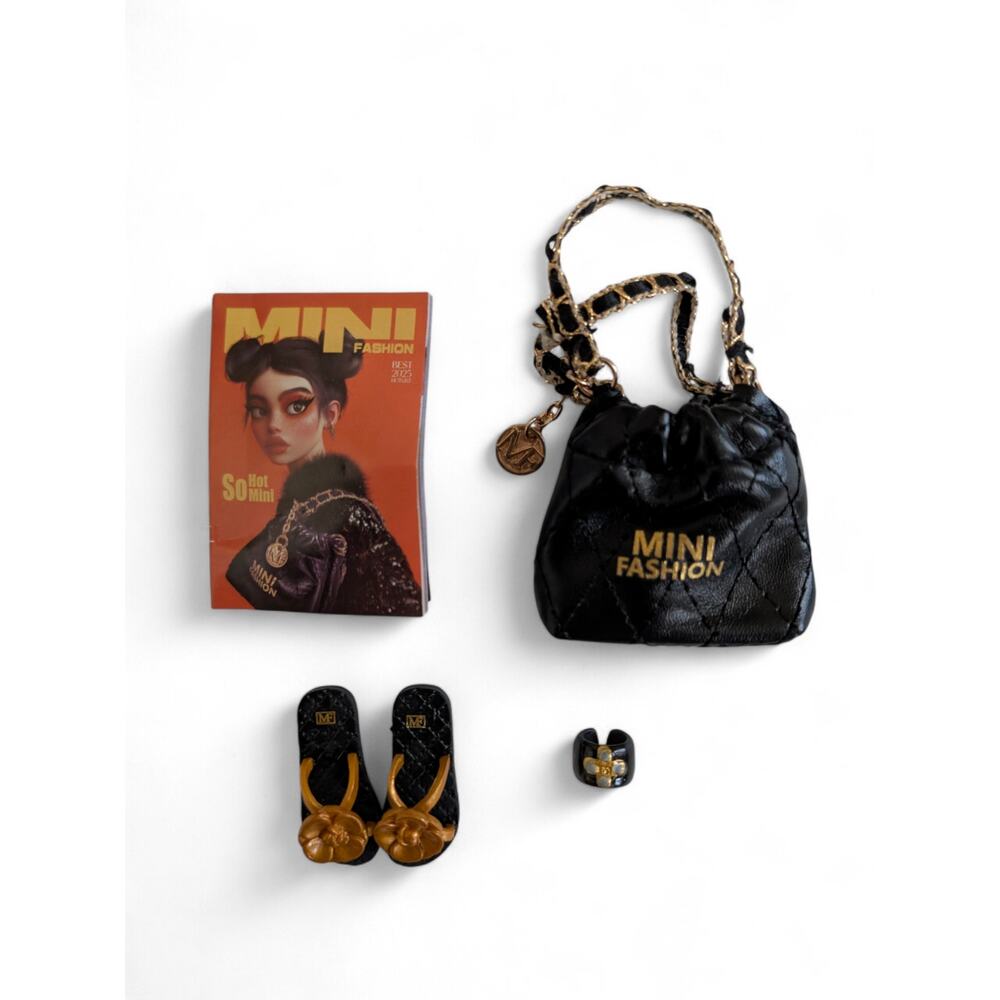 Zuru Mini Brands Fashion Series 4 Black & Gold Bag Flower Sandals Bracelet